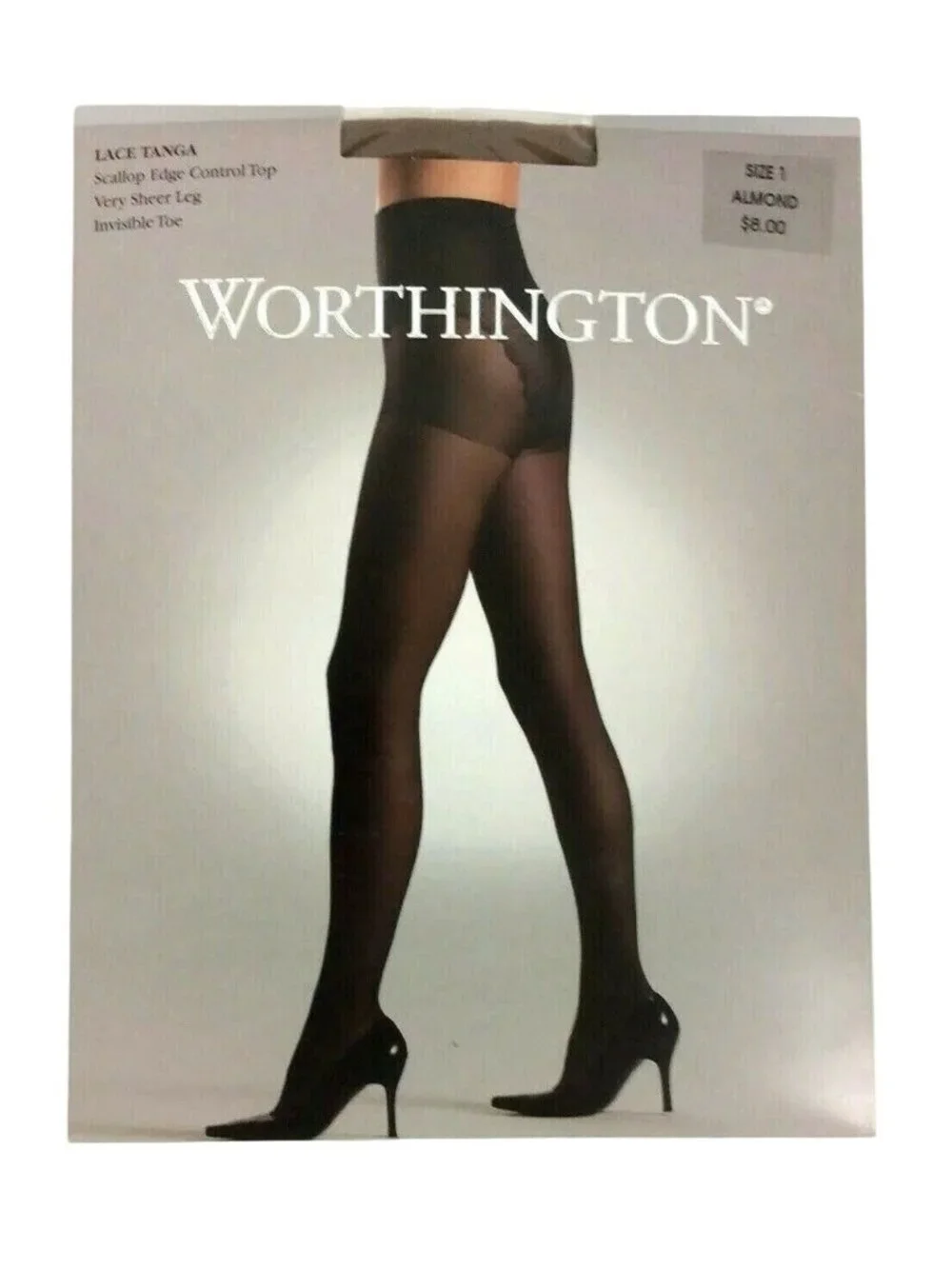 JCPenney Worthington Pantyhose Small Almond Scallop Edge Tanga Panty Control Top